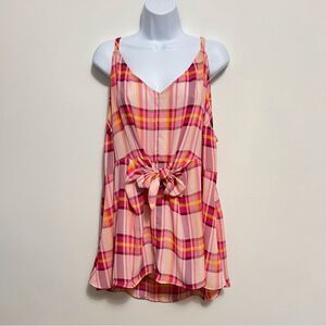 Torrid Peplum Georgette Tie Front Plaid Cami Size 3X